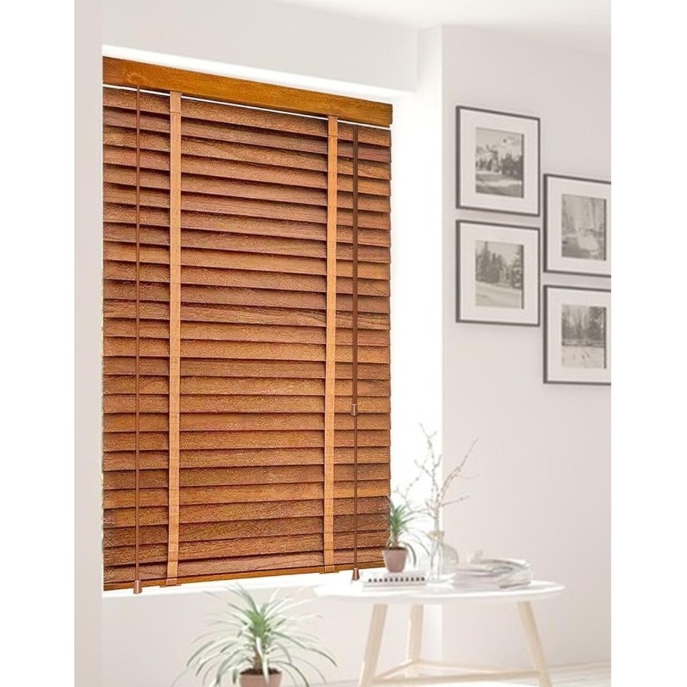 34x60 2" Slats Wood Filtered Light Window Blinds Brown Basswood Venetian NIB